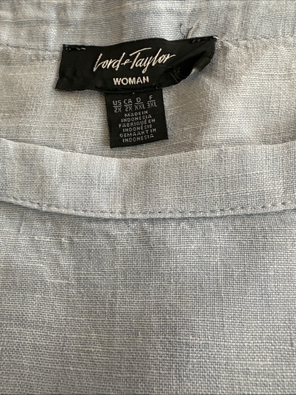 Lord & Taylor Light Blue Linen Short Sleeve Blouse100. Linen - Picture 3 of 6